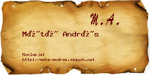 Máté András névjegykártya